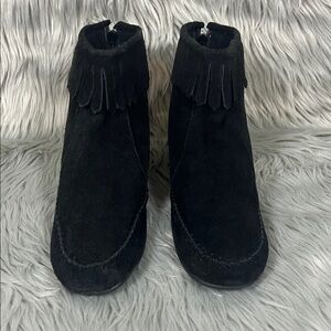 Comfort Ease Black Leather Upper Ankle Boots Footwear